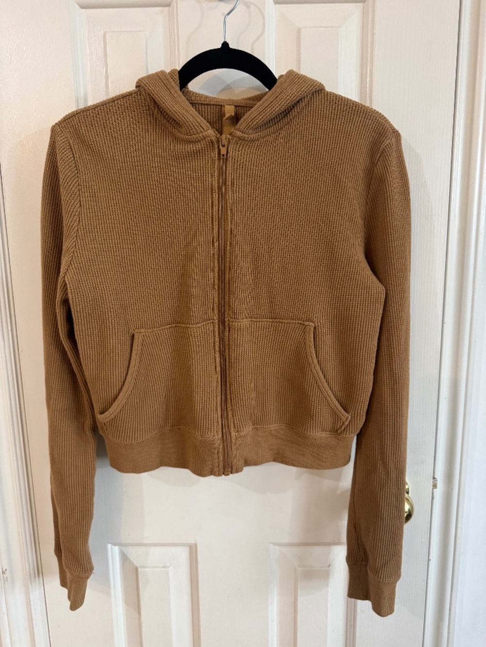 SKIMS Tan Waffle Lounge Hoodie